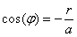 formule cos(phi)=-r/alpha